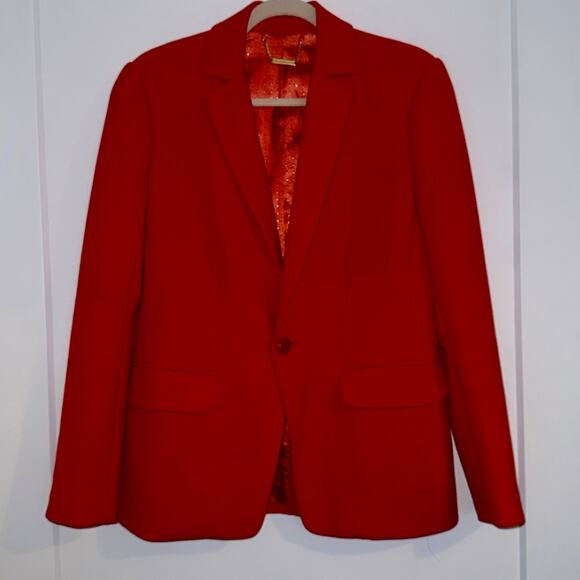 Trina Turk Orange Blazer Size 4 Tailored Women’s Jacket Workwear Luxury - Picture 2 of 8